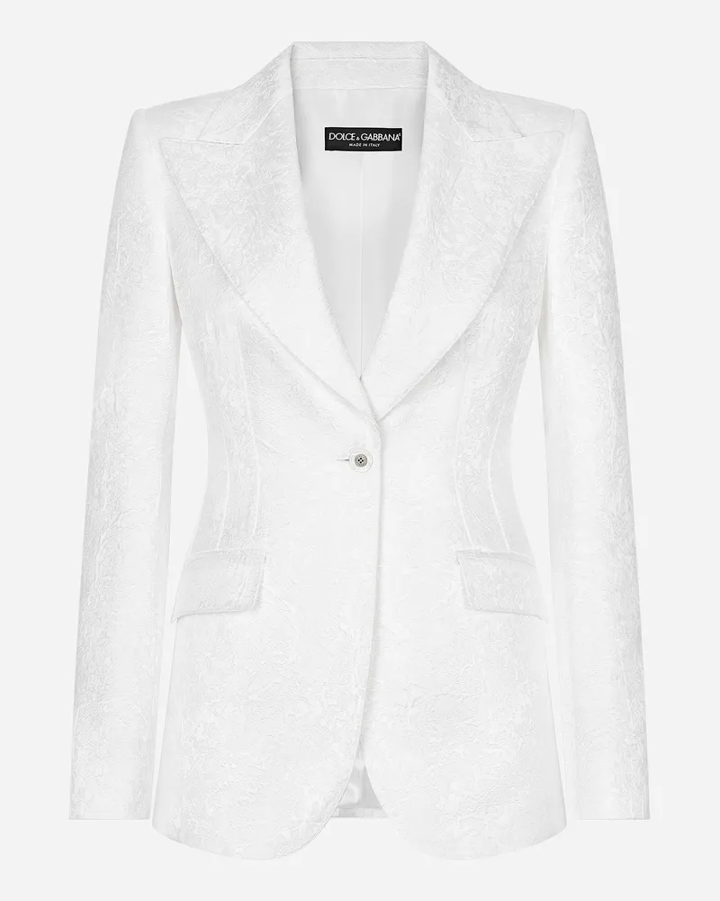 Dolce & Gabbana Einreihige Turlington-jacke Aus Brokat - Frau Blazer Wei Weiss
