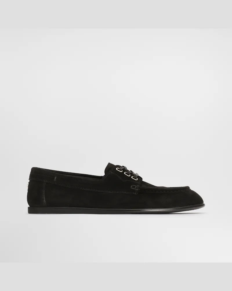 Dolce & Gabbana Derby-schuhe Aus Spaltleder - Mann Schnürschuhe Schwarz Schwarz