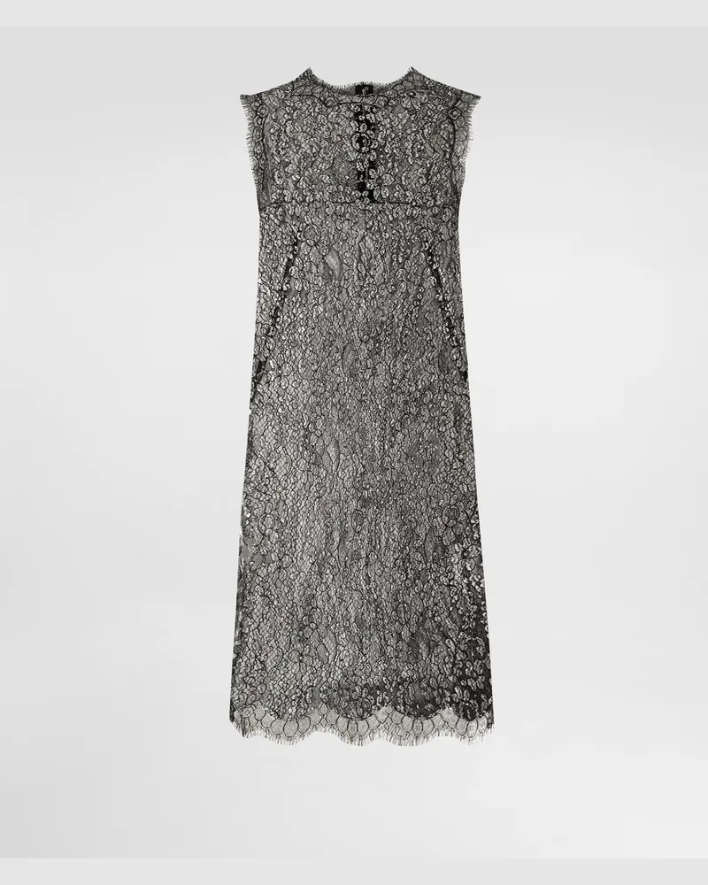 Dolce & Gabbana Lamé Lace Dress - Frau Collection Silber Silver