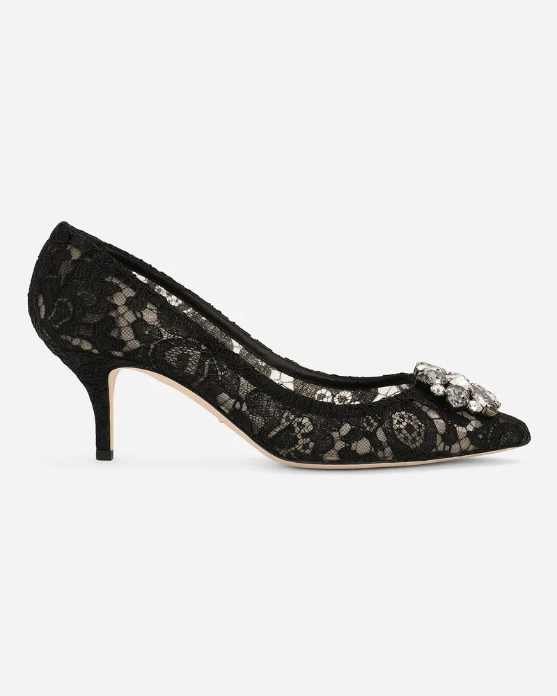 Dolce & Gabbana Lace Rainbow Pumps With Brooch Detailing - Frau Pumps Und Slingbacks Schwarz Spitze Schwarz