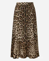 Dolce & Gabbana Tellerrock aus Cady Leoprint Animal-print