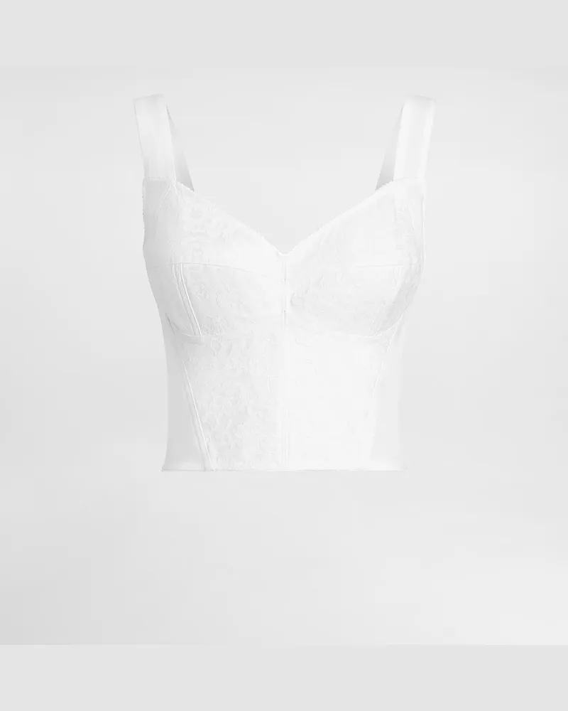 Dolce & Gabbana Bustierkorsett Aus Jacquard-miederstoff Und Spitze - Frau Blusen Und Tops Wei Weiss