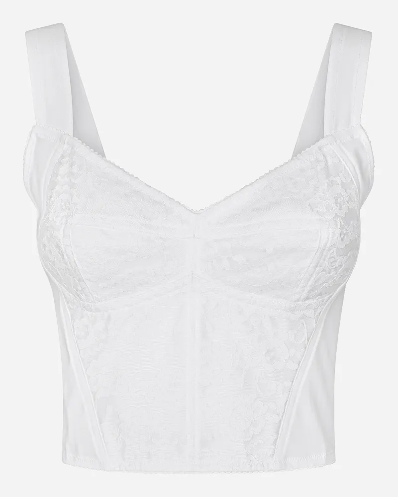 Dolce & Gabbana Bustierkorsett Aus Jacquard-miederstoff Und Spitze - Frau Blusen Und Tops Wei Weiss