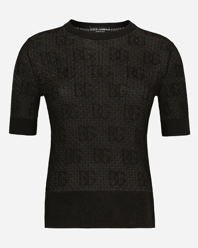 Dolce & Gabbana Pullover Im Ajourmuster Dg-jacquardlogo Aus Viskose - Frau Strickwaren Schwarz Schwarz