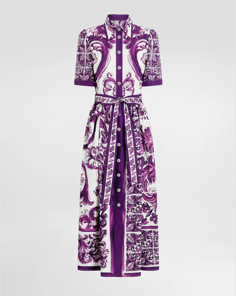 Dolce & Gabbana Majolica-print Poplin Shirt Dress - Frau Kleider Multicolor Multicolor