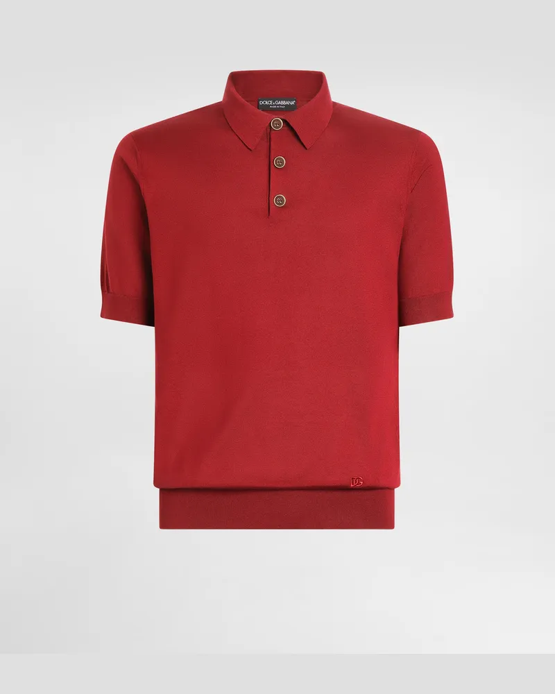 Dolce & Gabbana Polohemd Aus Glatter Seide - Mann Strickwaren Bordeaux Burgunderrot