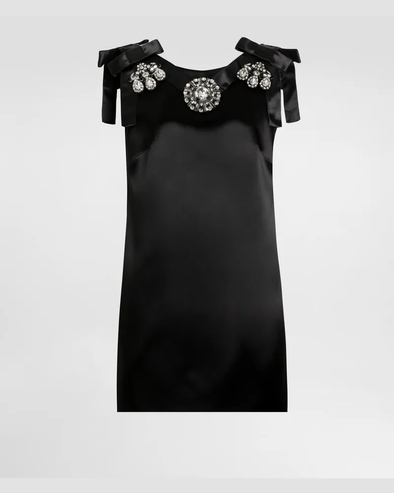 Dolce & Gabbana Stretch Satin Dress - Frau Kleider Schwarz Satin Black