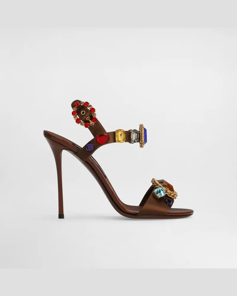 Dolce & Gabbana Satin And Patent Leather Keira 2.0 Sandals With Embellishments - Frau Sandalen Und Wedges Multicolor Multicolor
