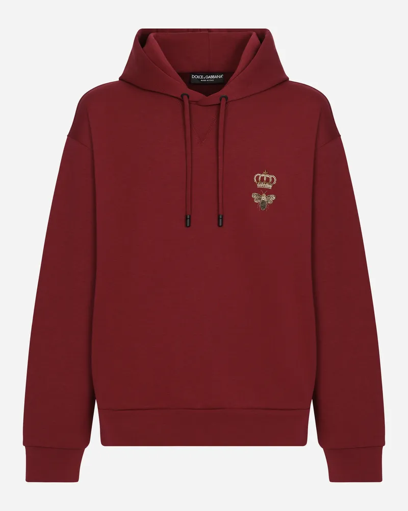 Dolce & Gabbana Sweatshirt Aus Baumwolljersey Mit Kapuze Und Stickerei - Mann Sweatshirts Bordeaux Baumwolle Burgunderrot