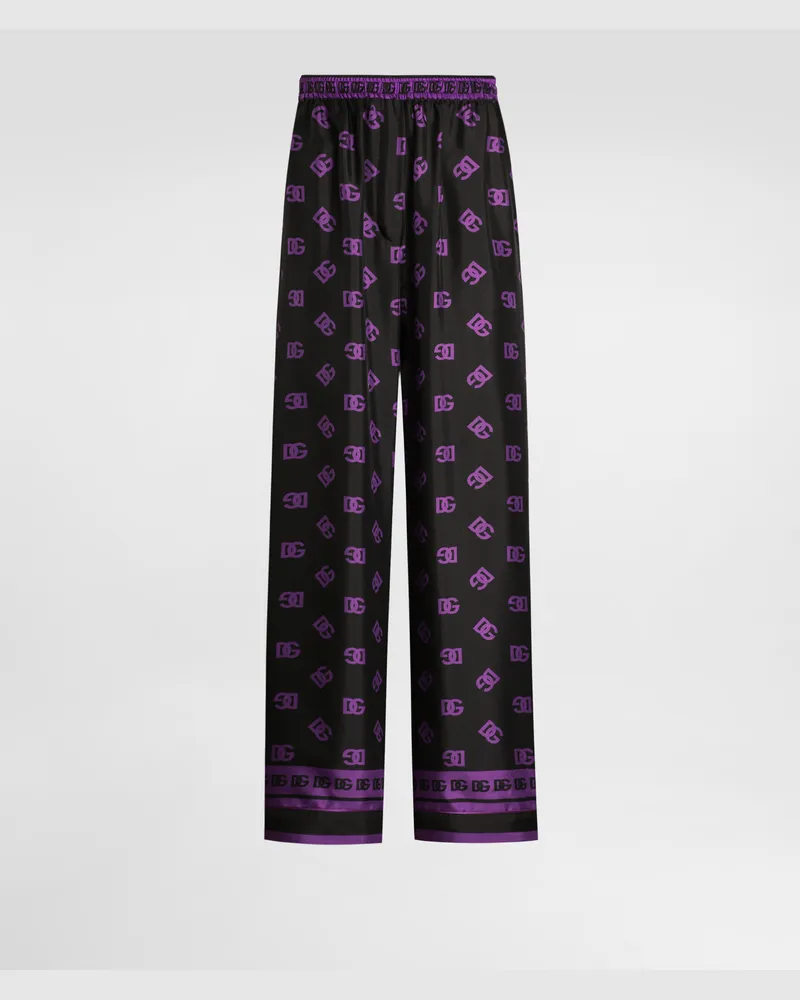 Dolce & Gabbana Dg Logo All-over Print Silk Vanity Pants - Frau Hosen Und Shorts Print Print