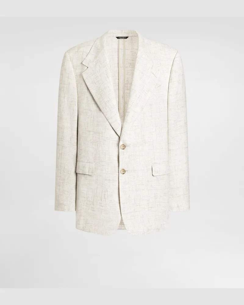 Dolce & Gabbana Single-breasted Tweed-effect Linen And Viscose Jacket - Mann Anzüge Und Blazer Beige Multicolor