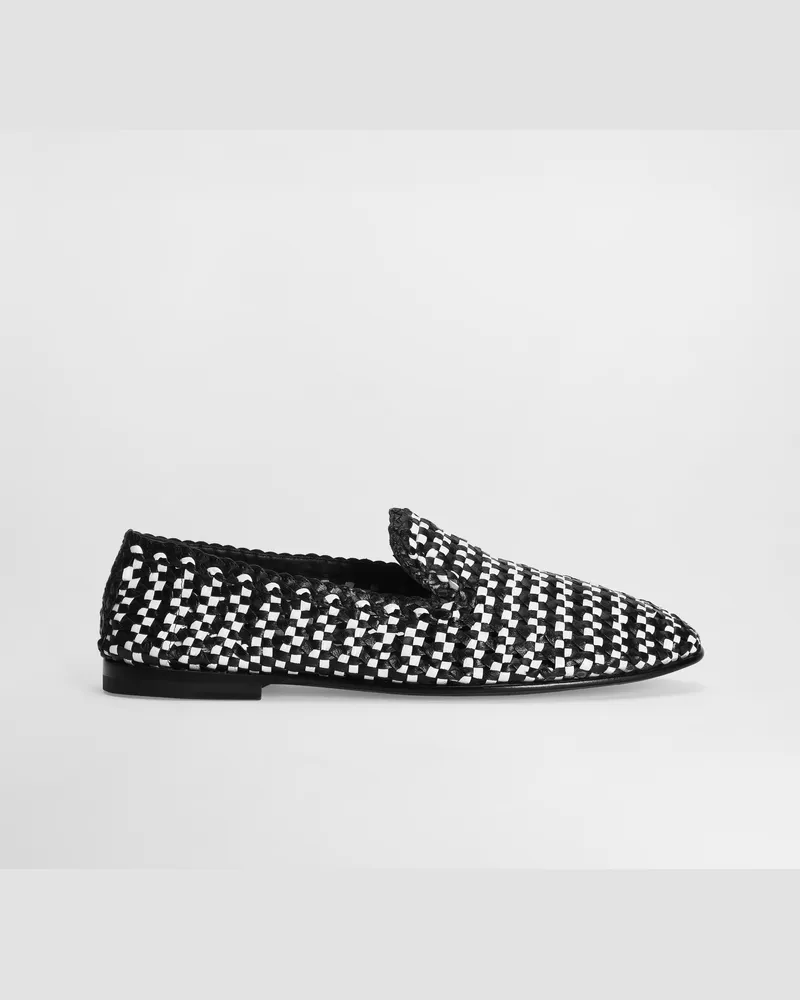 Dolce & Gabbana Slipper Aus Geflochtenem Leder - Mann Driver Und Mokassins Schwarz Mehrfarbig