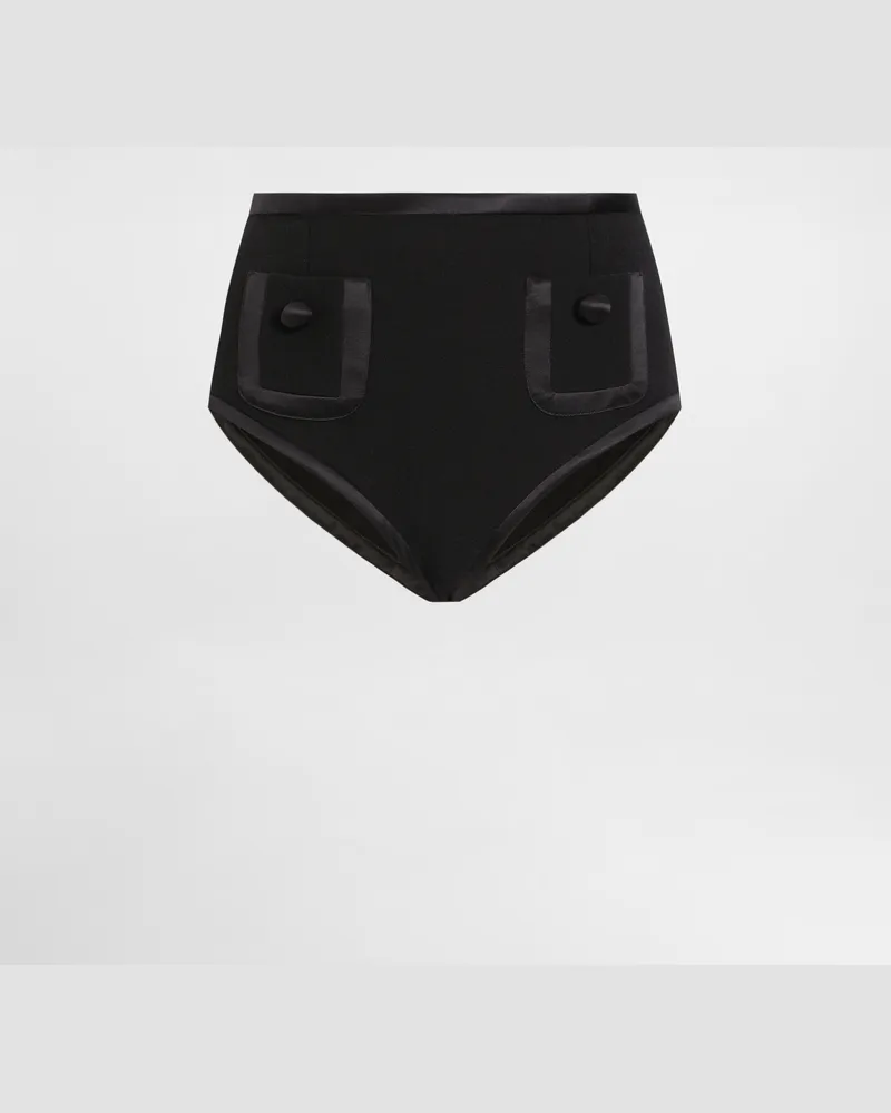 Dolce & Gabbana Kurze Hose Im Panty-stil Aus Wollstoff - Frau Hosen Und Shorts Schwarz Schwarz