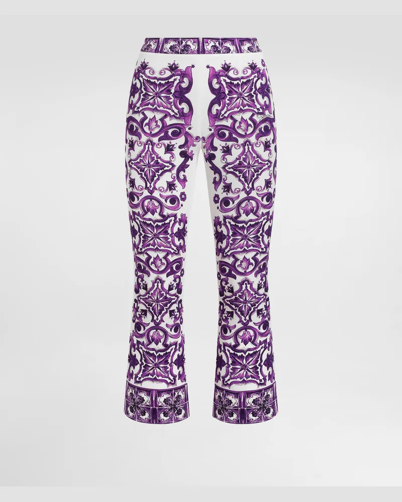 Dolce & Gabbana Majolica Print Silk Trousers - Frau Hosen Und Shorts Multicolor Seide Multicolor