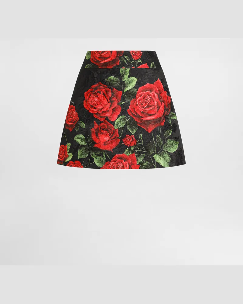 Dolce & Gabbana Rose-print Brocade Skirt - Frau Röcke Multicolor Multicolor