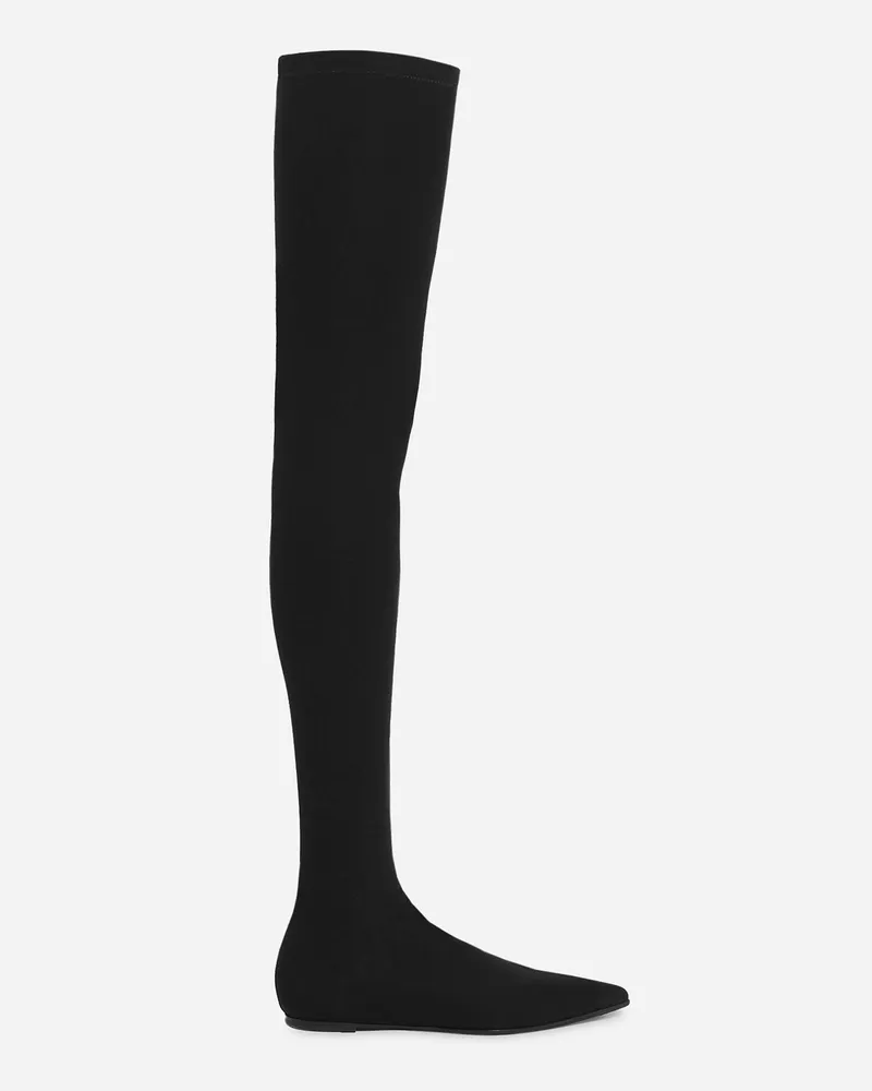 Dolce & Gabbana Overknee-stiefel Aus Stretchjersey - Frau Stiefel Und Siefeletten Schwarz Black
