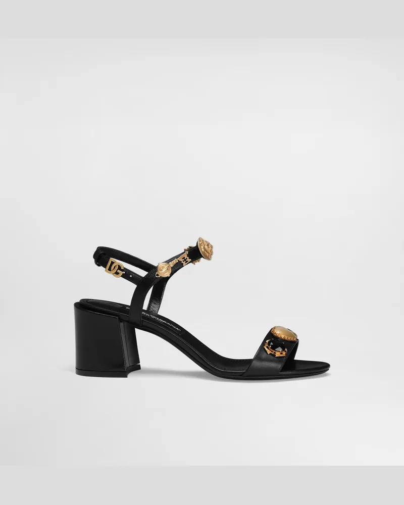 Dolce & Gabbana Sandalette Mit Stickereien Und Steinen - Frau Sandalen Und Wedges Schwarz Schwarz
