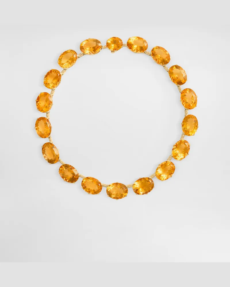 Dolce & Gabbana Anna Necklace In 18-carat Yellow Gold With Citrines And Diamonds - Frau Collection Gold Yellow