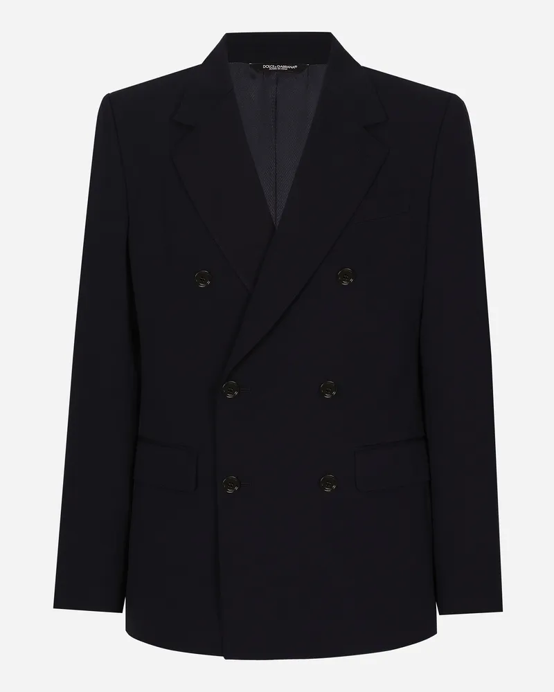 Dolce & Gabbana Wool Twill Double-breasted Jacket - Mann Anzüge Und Blazer Blau Blue