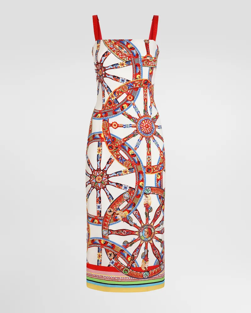 Dolce & Gabbana Kleid Aus Charmeuse Mit Carretto-print - Frau Kleider Mehrfarbig Mehrfarbig