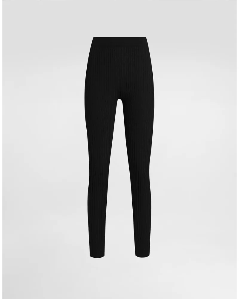 Dolce & Gabbana Gerippte Leggings Aus Wolle - Frau Hosen Und Shorts Schwarz Schwarz