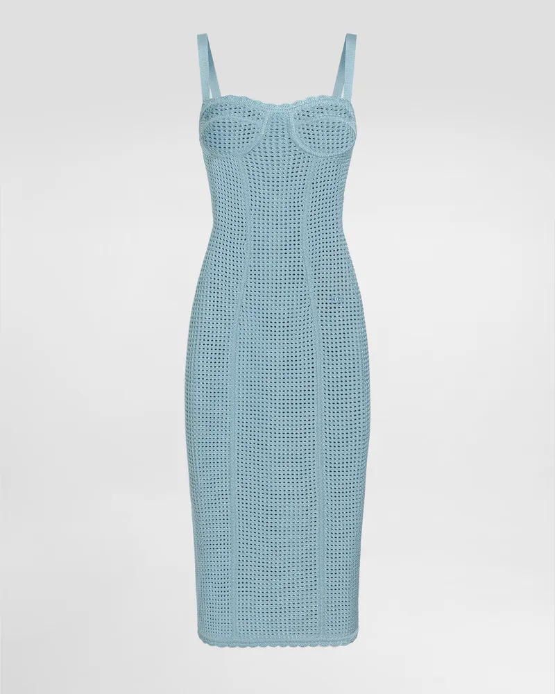 Dolce & Gabbana Openwork Knit Bustier Dress - Frau Kleider Azurblau Azurblau