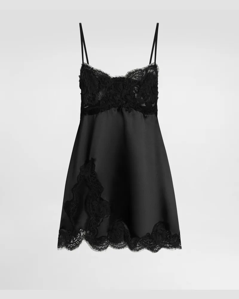 Dolce & Gabbana Soft Satin Dress - Frau Kleider Schwarz Black