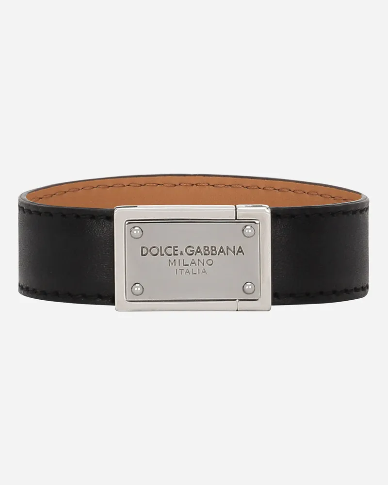 Dolce & Gabbana Armband Aus Kalbsleder - Mann Bijoux Schwarz Leder Schwarz