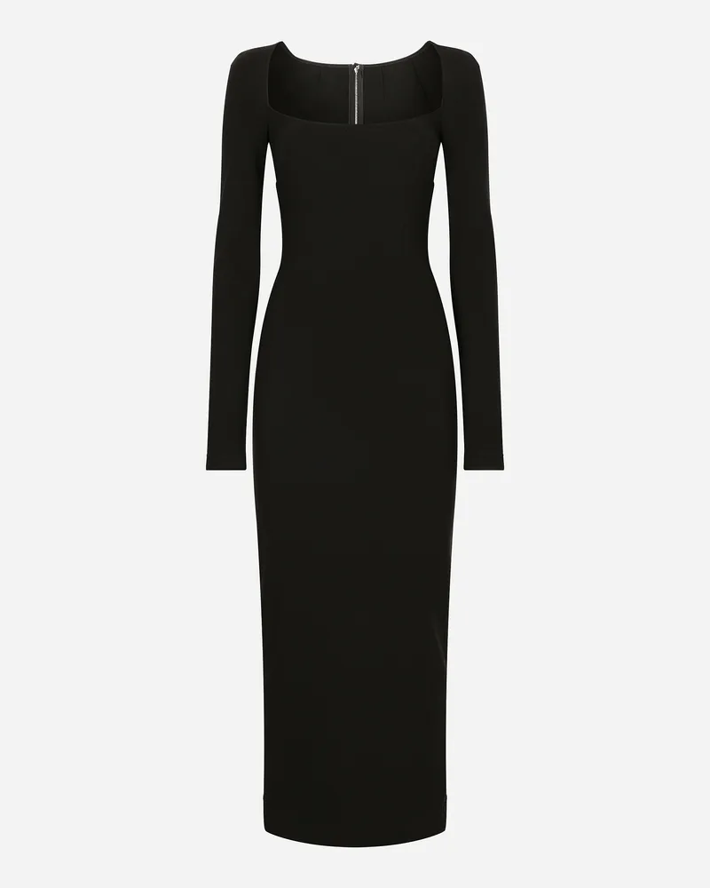 Dolce & Gabbana Schlauchkleid Mit Langem Arm Aus Jersey In Milano Ripp: - Frau Kleider Schwarz Viskose Schwarz