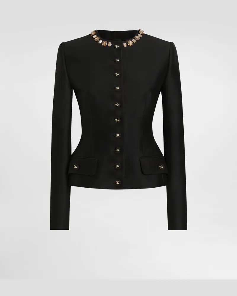 Dolce & Gabbana Einreihige Jacke Aus Faille - Frau Blazer Schwarz Schwarz