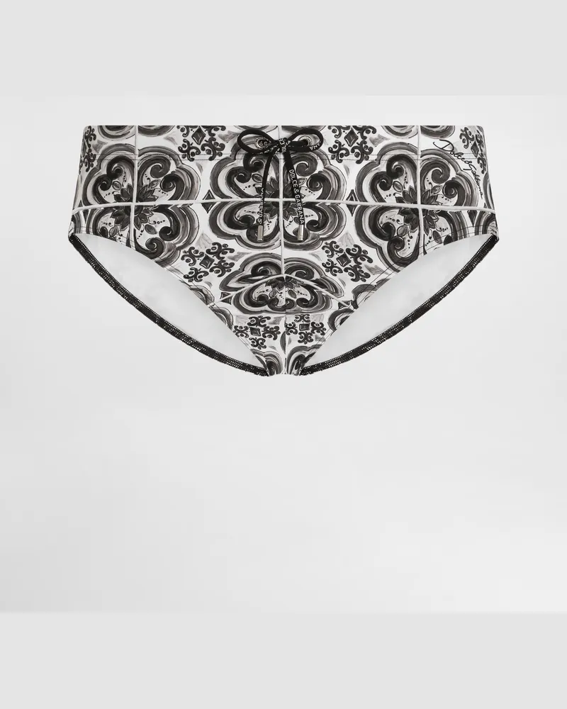 Dolce & Gabbana Badehose Mit Majolika-print - Mann Beachwear Mehrfarbig Mehrfarbig