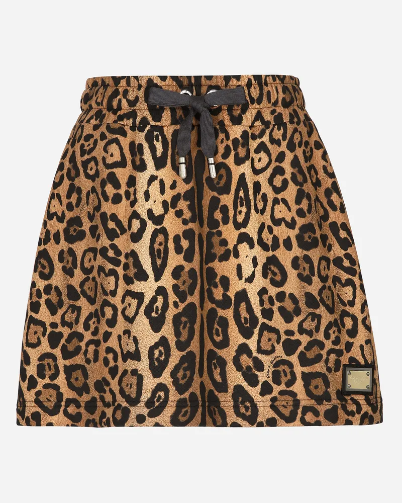 Dolce & Gabbana Flauschiger Minirock Crespo Im Leoprint - Frau Röcke Drucken Drucken