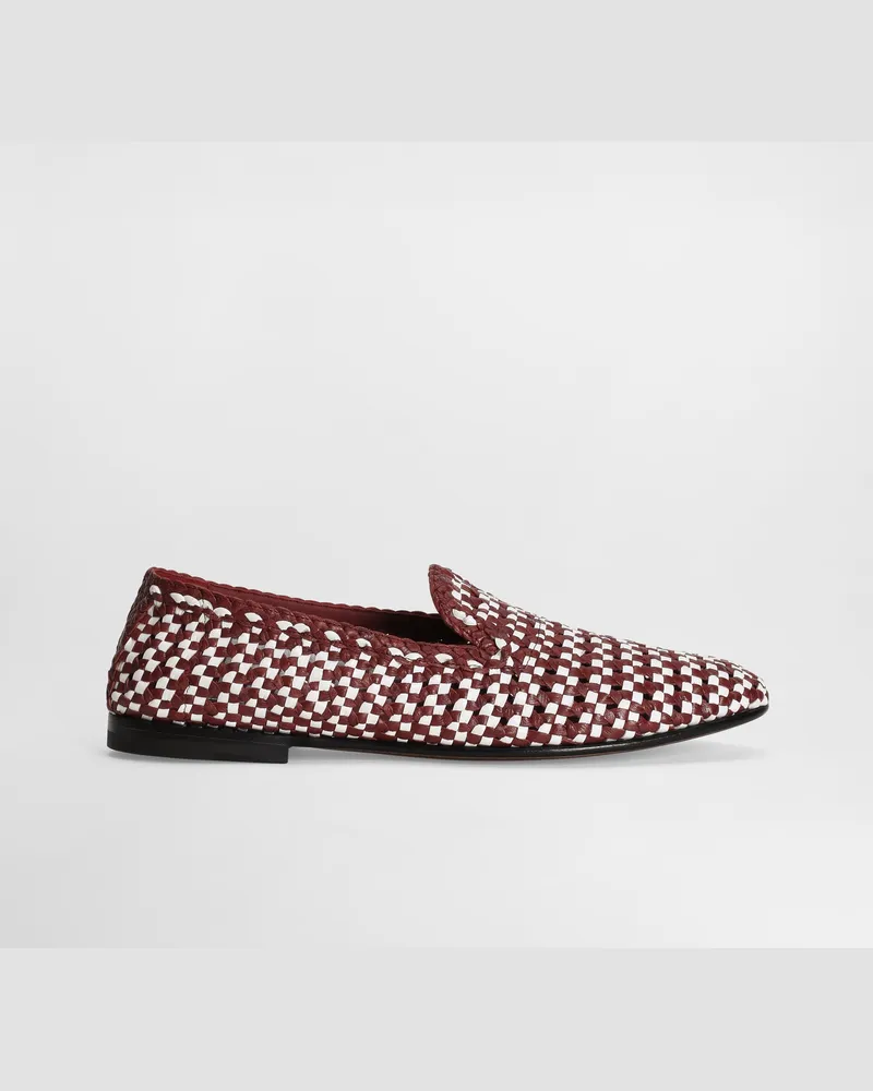 Dolce & Gabbana Slipper Aus Geflochtenem Leder - Mann Driver Und Mokassins Weiss Weiss
