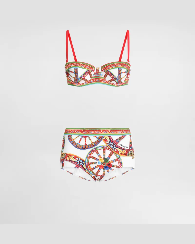 Dolce & Gabbana Balconette-bikini Mit Carretto-print - Frau Bademode Multicolor Multicolor
