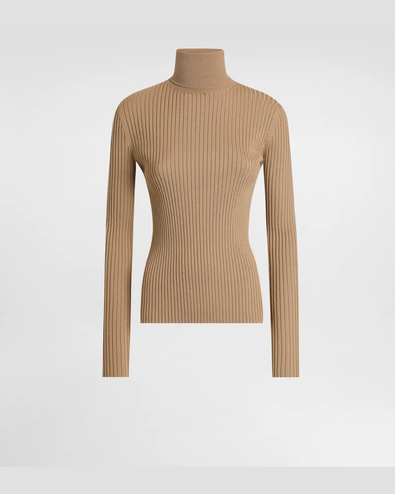 Dolce & Gabbana Rollkragenpullover Aus Wolle - Frau Strickwaren Beige Beige