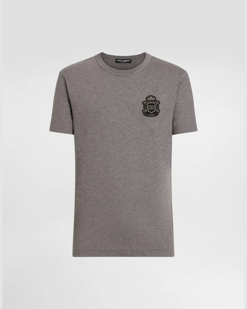 Dolce & Gabbana T-shirt With Heraldic Patch - Mann T-shirts Und Polos Grau Grey