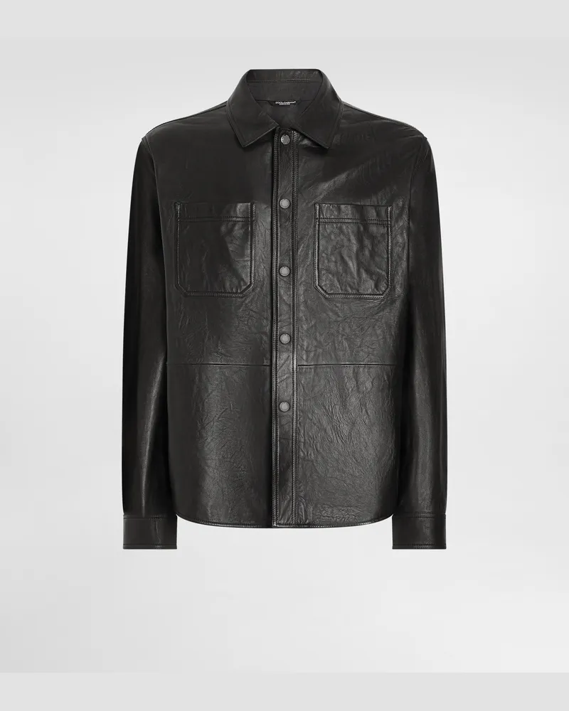Dolce & Gabbana Lederhemd - Mann Mäntel Und Jacken Schwarz Leder Schwarz