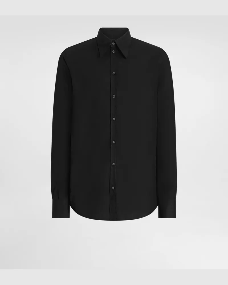 Dolce & Gabbana Hemd Aus Crêpe De Chine In Gold - Mann Hemden Schwarz Schwarz