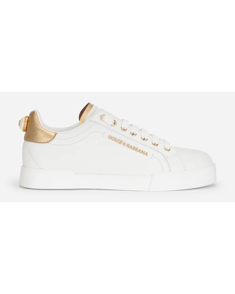 Dolce & Gabbana Portofino sneakers aus kalbsnappaleder mit lettering Weiss