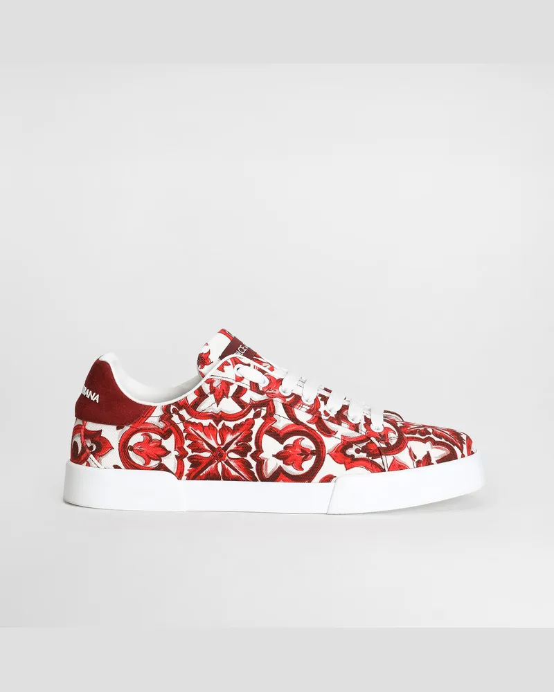 Dolce & Gabbana Sneaker Portofino Aus Canvas Mit Majolika-print - Mann Sneakers Mehrfarbig Mehrfarbig