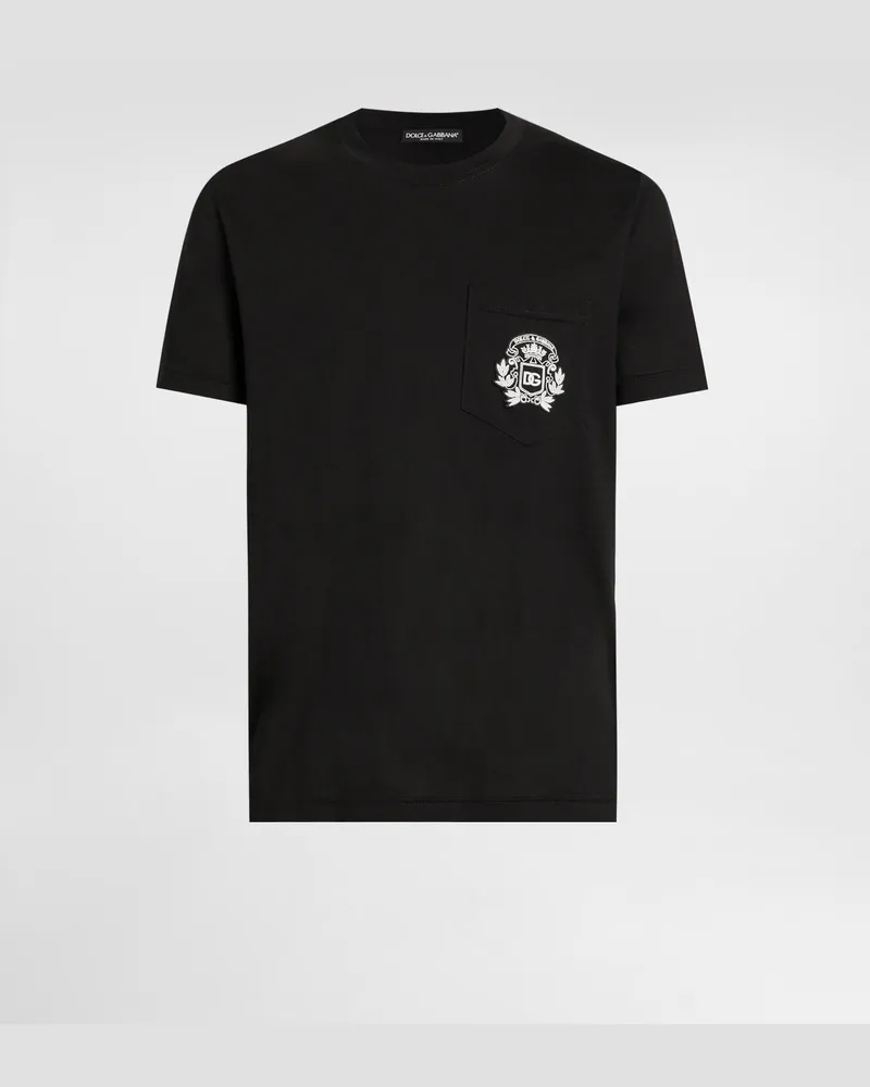 Dolce & Gabbana Cotton T-shirt With Embroidery - Mann T-shirts Und Polos Schwarz Black