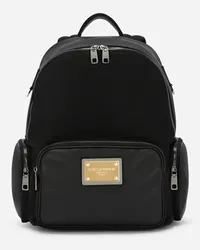 Dolce & Gabbana Rucksack aus Nylon und Granata-Kalbsleder Schwarz