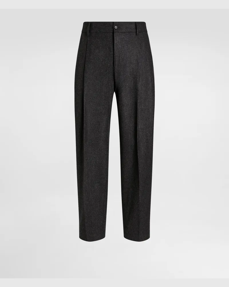 Dolce & Gabbana Wool Flannel Trousers - Mann Hosen Und Shorts Grau Grau