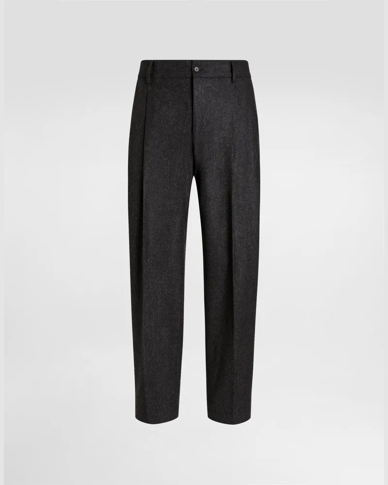 Dolce & Gabbana Wool Flannel Trousers - Mann Hosen Und Shorts Grau Grau