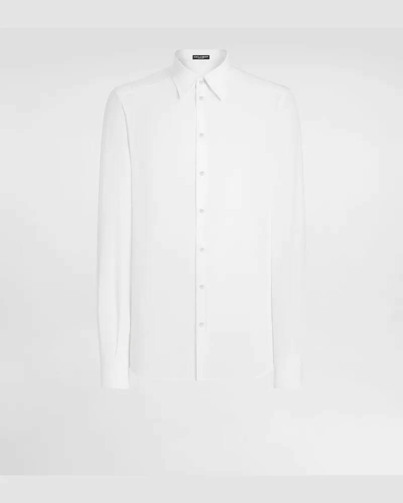Dolce & Gabbana Silk Crêpe De Chine Martini Shirt - Mann Hemden Wei� Seide White