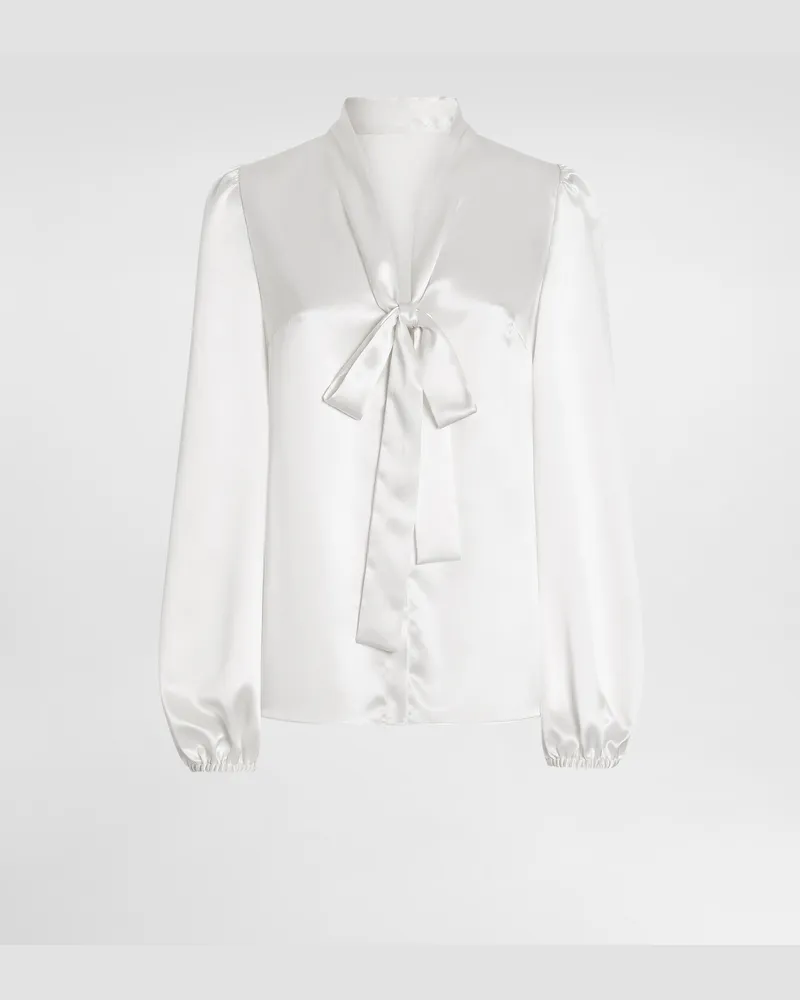 Dolce & Gabbana Bluse Aus Seidensatin - Frau Blusen Und Tops Wei� Seide Weiss