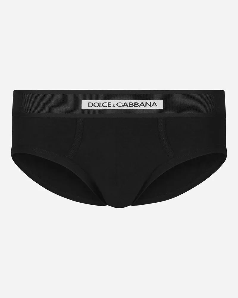 Dolce & Gabbana Midi Slip Bielastischer Baumwolljersey Schwarz