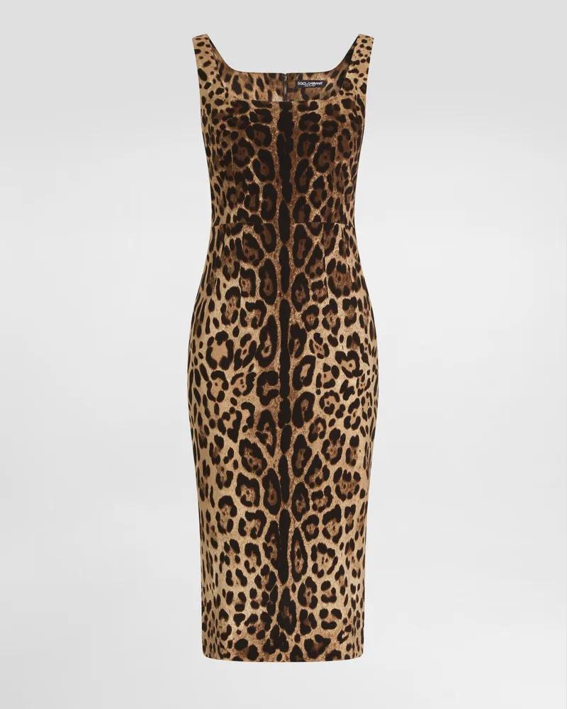 Dolce & Gabbana Kleid Aus Charmeuse Mit Leopardenprint - Frau Kleider Animalprint Print