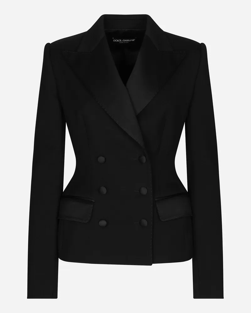 Dolce & Gabbana Zweireihige Smokingjacke Dolce Aus Elastischem Wolldouble - Frau Blazer Schwarz Schwarz