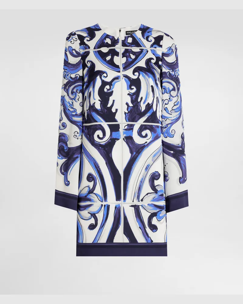 Dolce & Gabbana DG EXCLUSIVE  Kleid Aus Charmeuse Mit Majolika-print - Frau Kleider Drucken Drucken